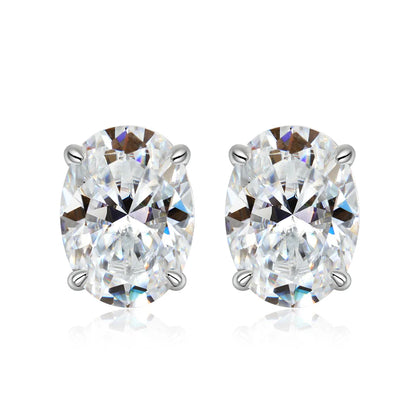 FEOBUR 0.5-4CT Oval Cut Moissanite Stud Earrings for Women 925 Sterling Silver Sparkling Diamond Ear Studs Wedding Jewelry GRA