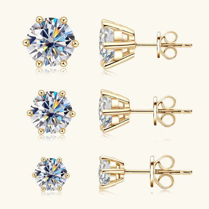 0.5-2ct Moissanite Diamond Stud Earrings 18K Yellow Gold Plated 925 Silver Wedding Earring for Women Men Luxury Jewelry with GRA
