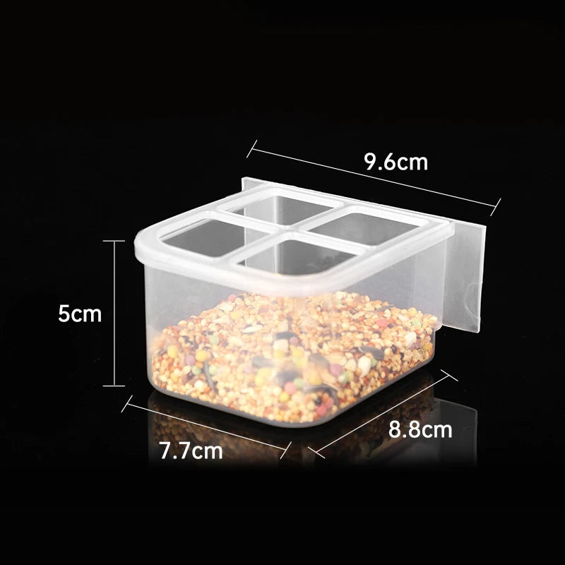 Parrot Feeder Drinker Bird Supplies Cage Birds Water Hanging Bowl Box Pet Plastic Food Container