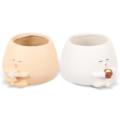 Succulent Pots Smile Face Planter Pot Resin Cute Swing Chair Hanging Creative Flower Planter for Indoor Outdoor Plants