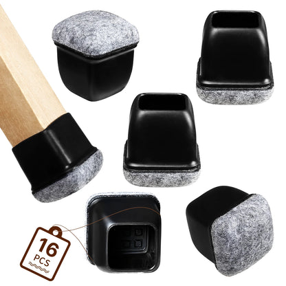 16PCS Chair Leg Protectors Anti- Slip Silicone 360°Felt Pad Bottom Wrapped Thickening Furniture Leg Cover for Hardwood Floors