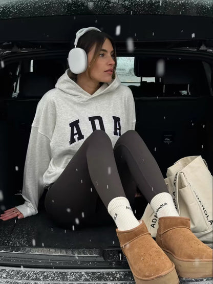 Loose Fitted Hoodie Women's Street Sle Casual Spicy Girl Top Cotton 00% Long Sve Letter Pattern Autumn Faion
