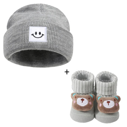 3pcs Cotton Baby Hat Newborn Sock Cartoon 3D Doll Set Crochet Beanie Infant Boy Girl Cap Baby Stuff Children Accessories 0-6 M