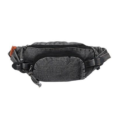 Denim Zipper Waist Packs 2025 Hot Selling Nylon Solid Color Neutral Style Casual Chest Bag Soft Versatile Simple Crossbody Bag