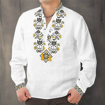 Cardigan Button men's Shirt Casual Simple Comfortable Soft Material New Floral HD Pattern Personality Cardigan Shirt Long Sleeve