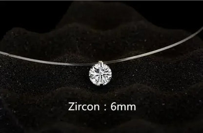 Andara 1ct Moissanite Diamond S925 Sterling Silver Invisible Transparent Fishing Line Clavicle Chain Necklace Women's Jewelry