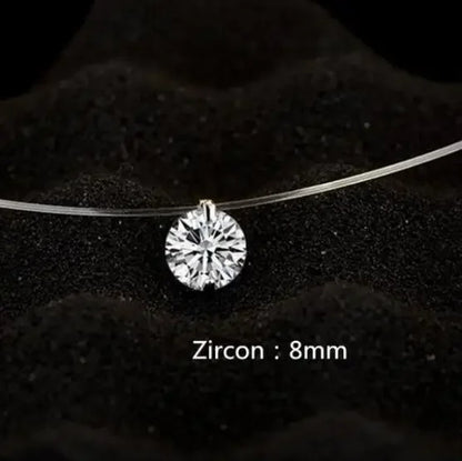 Andara 1ct Moissanite Diamond S925 Sterling Silver Invisible Transparent Fishing Line Clavicle Chain Necklace Women's Jewelry