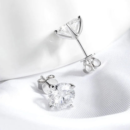 Smyoue Each 0.2-2CT Certified Moissanite Stud Earrings for Women 4 Claw Sparkling Wedding Party Jewelry Sterling Silver S925