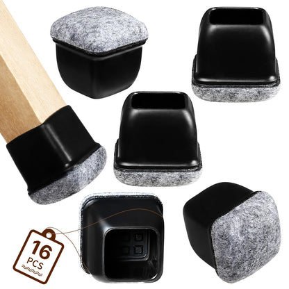 16PCS Chair Leg Protectors Anti- Slip Silicone 360°Felt Pad Bottom Wrapped Thickening Furniture Leg Cover for Hardwood Floors
