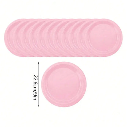 Pink Party Supplies Set Include Paper Plastic Spoons Forks Knives 9/7 Inch Disposable Dinner Dessert Plates