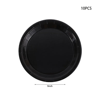 Simple Black  Birthday Party Decoration Single theme Boda 20 piece Disposable Tableware  Set Plates Cups Papers Tablecloth
