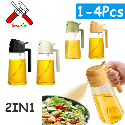New!1-4Pcs 2in1 Oil Dispenser Bottle BBQ Cooking Oil Sprayer Olive Oil Pourers Sprayer for Kitchen Salad Baking Mister Vinegar