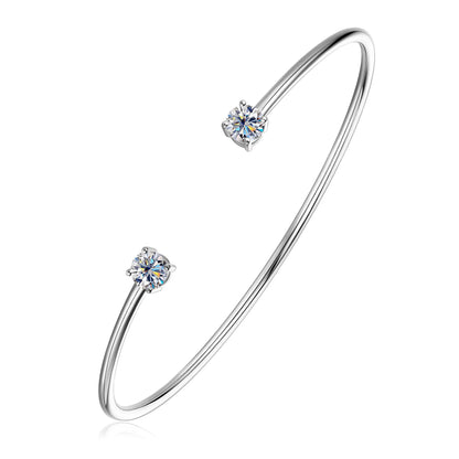Sweetrain 0.5CT Moissanite Bangle for Women 5mm Lab Created Diamond Bracelet 100% Real 925 Sterling Silver Opening Cuff Bangle
