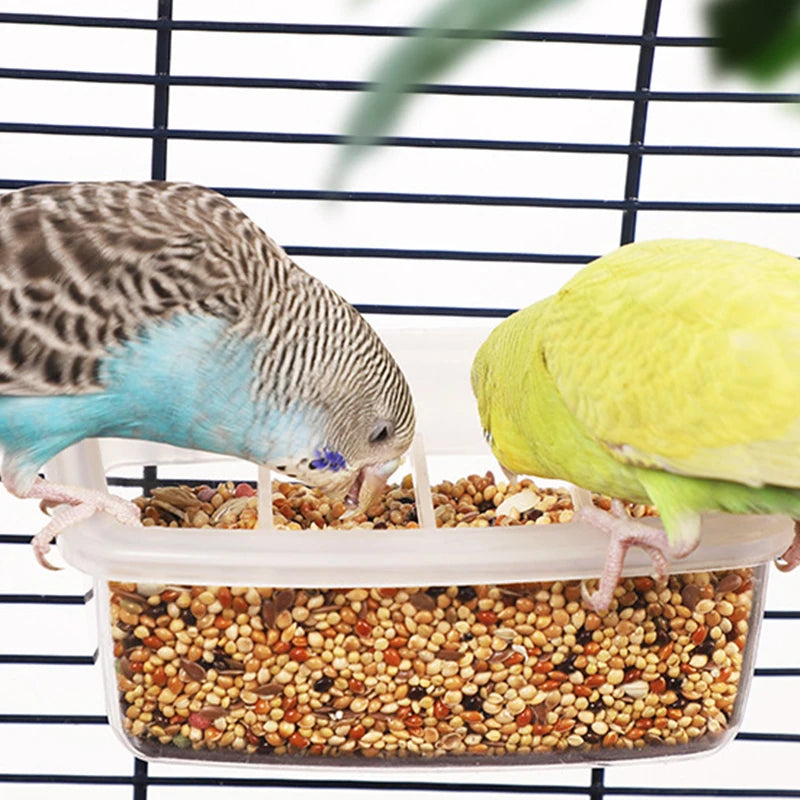 Parrot Feeder Drinker Bird Supplies Cage Birds Water Hanging Bowl Box Pet Plastic Food Container