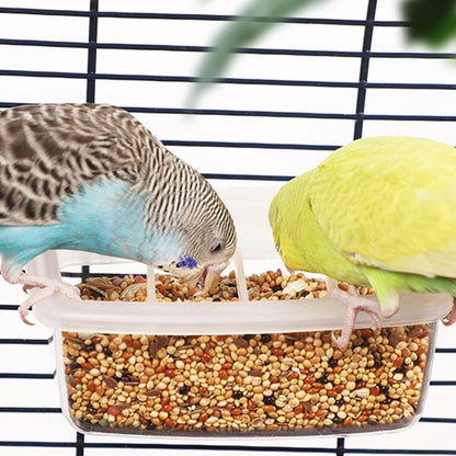 Parrot Feeder Drinker Bird Supplies Cage Birds Water Hanging Bowl Box Pet Plastic Food Container