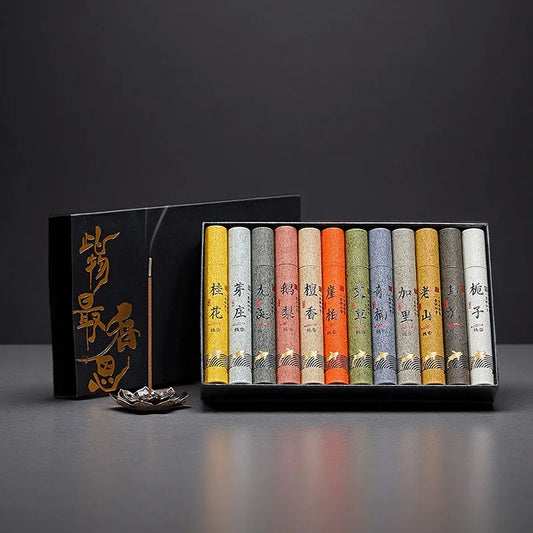 12 Kinds of Natural Sandalwood Incense Sticks in Gift Box 5g X 10.5cm Living Room Scents for Home Fragrance Osmanthus