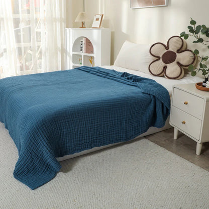 Battilo 100% Cotton Muslin Throw Blanket for Sofa 6 Layer Breathable Lightweight Boho Throws for Couch Bed Large Summer Blankets