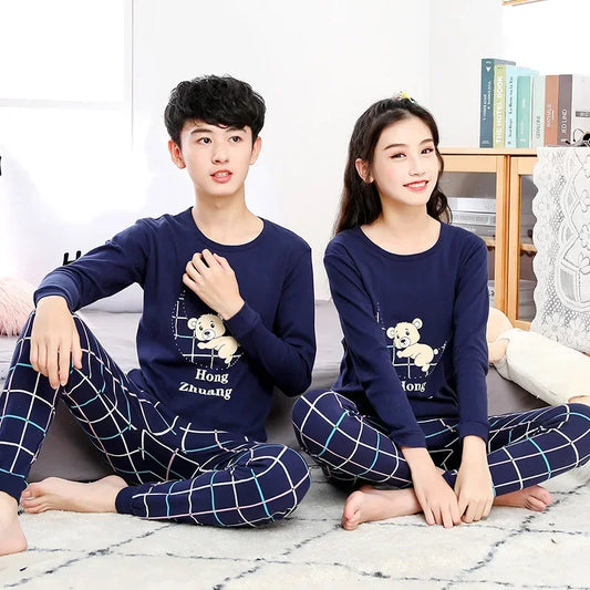 Teenager Boys Animal Cat Pajamas Children's Sleepwear for 12 14 16 Years Kids Pyjamas Cartoon Homewear Cotton Girls Pijamas Suit