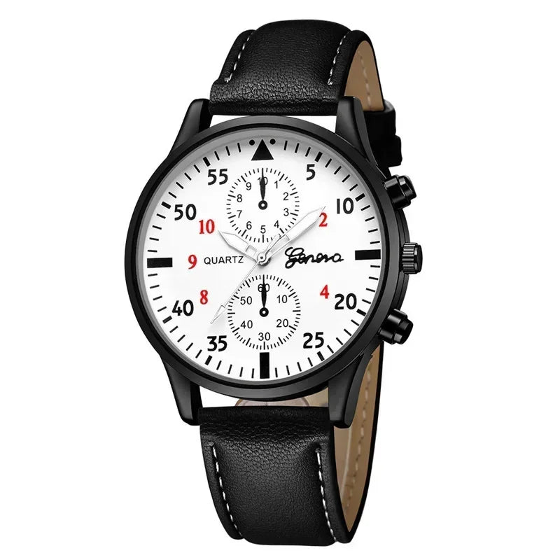 4/2/1pcs New Men Sports Watches Set Man Business Quartz Wristwatch Luxury Brown Leather Bracelet Men Casual Clock Watch（No Box）