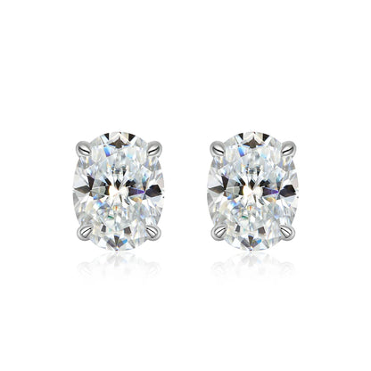 FEOBUR 0.5-4CT Oval Cut Moissanite Stud Earrings for Women 925 Sterling Silver Sparkling Diamond Ear Studs Wedding Jewelry GRA