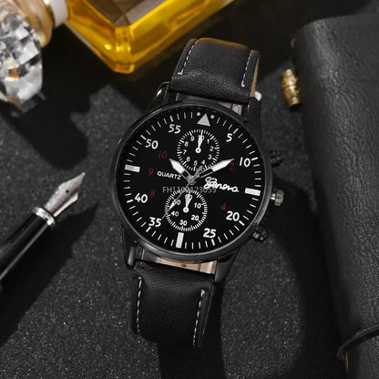 4/2/1pcs New Men Sports Watches Set Man Business Quartz Wristwatch Luxury Brown Leather Bracelet Men Casual Clock Watch（No Box）