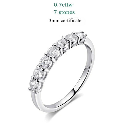 Smyoue 0.7CT 3mm Gemstone Moissanite Rings for Women S925 Silver Matching Wedding Diamonds Band Stackable Ring White Gold Gift