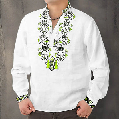 Cardigan Button men's Shirt Casual Simple Comfortable Soft Material New Floral HD Pattern Personality Cardigan Shirt Long Sleeve