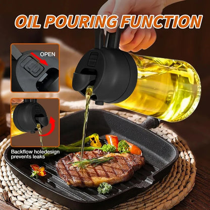 New!1-4Pcs 2in1 Oil Dispenser Bottle BBQ Cooking Oil Sprayer Olive Oil Pourers Sprayer for Kitchen Salad Baking Mister Vinegar