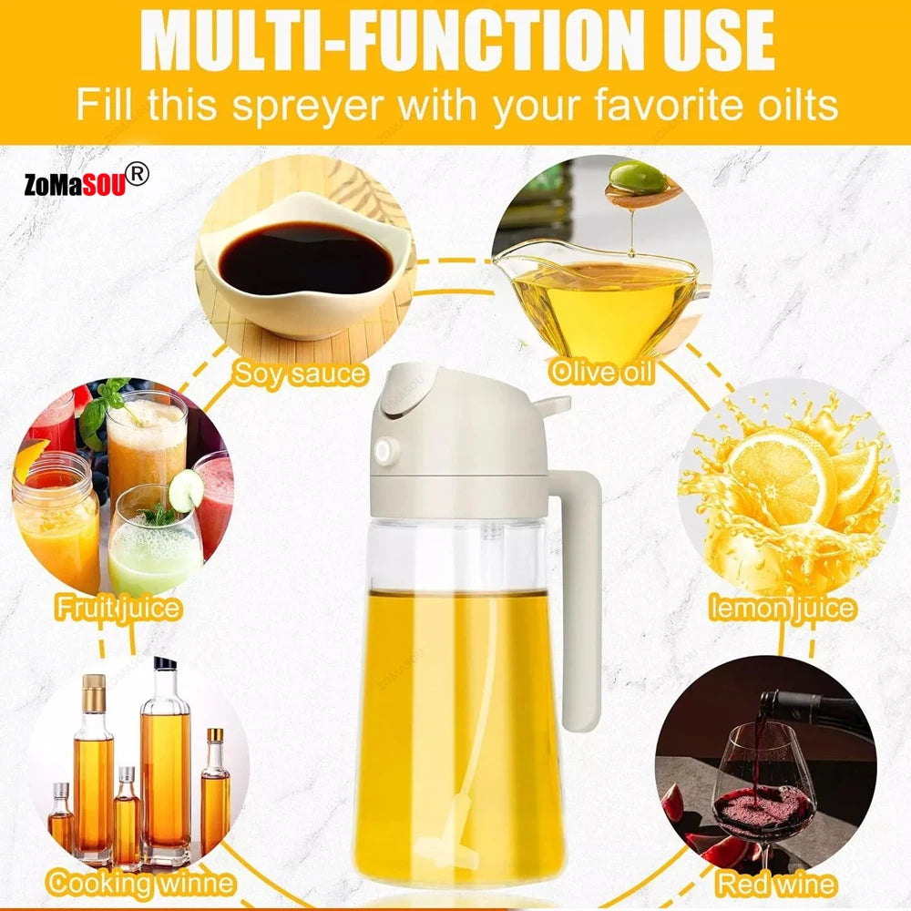 New!1-4Pcs 2in1 Oil Dispenser Bottle BBQ Cooking Oil Sprayer Olive Oil Pourers Sprayer for Kitchen Salad Baking Mister Vinegar