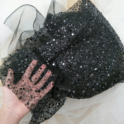 20 Colors beauty  wedding dress beading fashion dress lace fabric with pearls 130cm width bridal lace fabric sell by yard