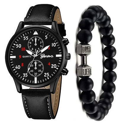 4/2/1pcs New Men Sports Watches Set Man Business Quartz Wristwatch Luxury Brown Leather Bracelet Men Casual Clock Watch（No Box）